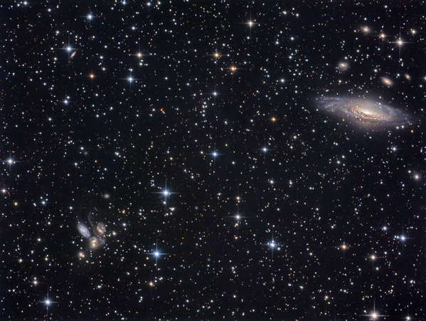 NGC7331 und Stephans Quintett 
Erstes Ergebnis einer Nacht (12. August 2015). Um mehr Tiefe zu erlangen, muss ich da noch ein oder zwei Nächte investieren. 
Schlüsselwörter: Stephans Quintett