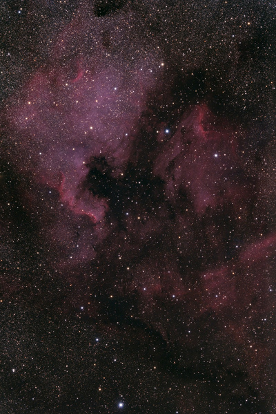 NGC7000, Nordamerika-Nebel
ERster Test mit dem neuen 80/400mm Triplett. Grad mal 5 Aufnahmen geschafft, bevor das Wolkenloch zu war
Schlüsselwörter: NGC7000, Nordamerika-Nebel
