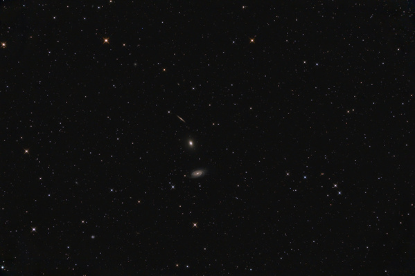 NGC 5981, 5982, 5985, Draco-Galaxiengruppe
Diese GRuppe hatte ich schon mit dem 8" gemacht. Diesmal wollte ich mir das Aufstehen sparen und hab den externen Timer um 3 Uhr früh den Strom kappen lassen und das Zeugs in der Früh verräumt, bevor ich ins Büro ging. Mit 1180mm kommen schon mehr Details zu Tage.
Schlüsselwörter: NGC 5981, 5982, 5985, Draco-Galaxiengruppe