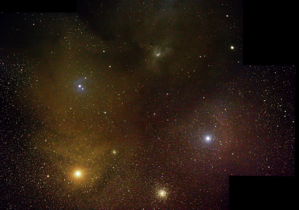 Antares und der Kugelsternhaufen M4 und NGC6144 (groß)
