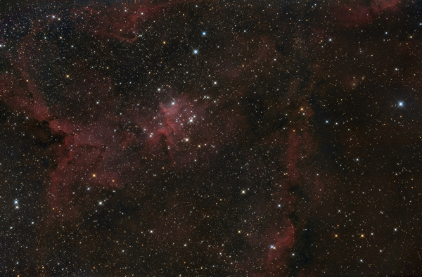 IC 1805, Herz-Nebel
Ein kurzes erschöpfungsbedingtes Intermezzo aus dem Garten mit dem 10"f5. Leider zogen einige Wolken während der Aufnahme durch, sodass ich 8 Aufnahmen nicht verwenden konnte. Bei der Brennweite treten schon interessante Strukturen zu Tage.
Schlüsselwörter: IC 1805, Herz-Nebel