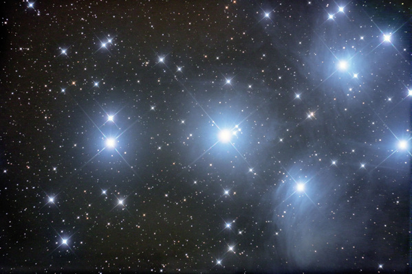 M45, Pleiaden
Endlich erster Test mit dem Autoguider, und wider Erwarten funktionierts prächtig. Leider sehr mäßige Bedingungen aus dem Garten mit durchziehenden Zirren.
Schlüsselwörter: M45, Pleiaden